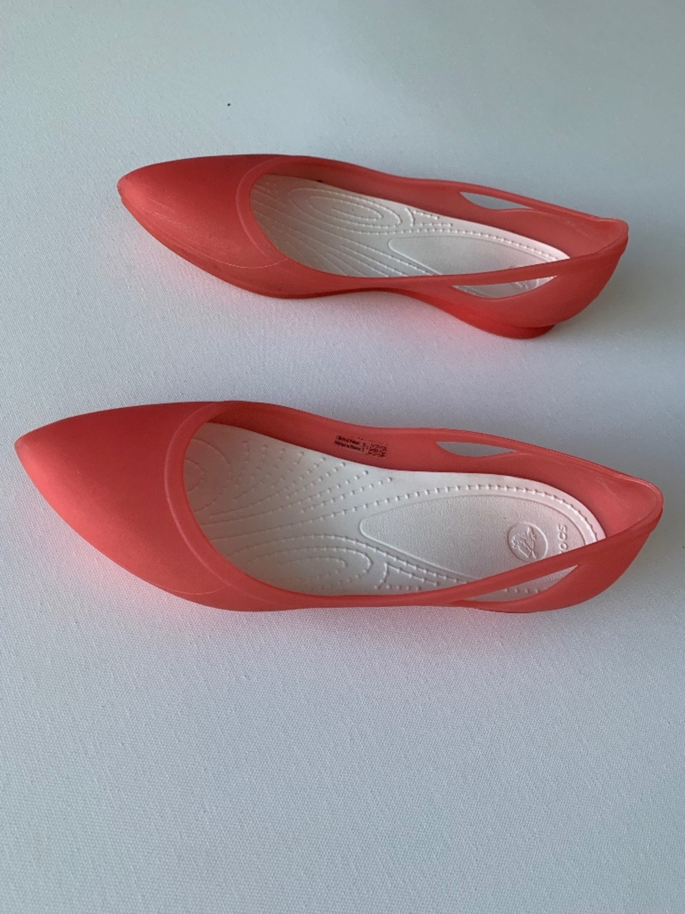 CROCS Rio Cut-Out Jelly Ballet Shoes Flats Women's Size 9 Coral Pink Pointed Toe